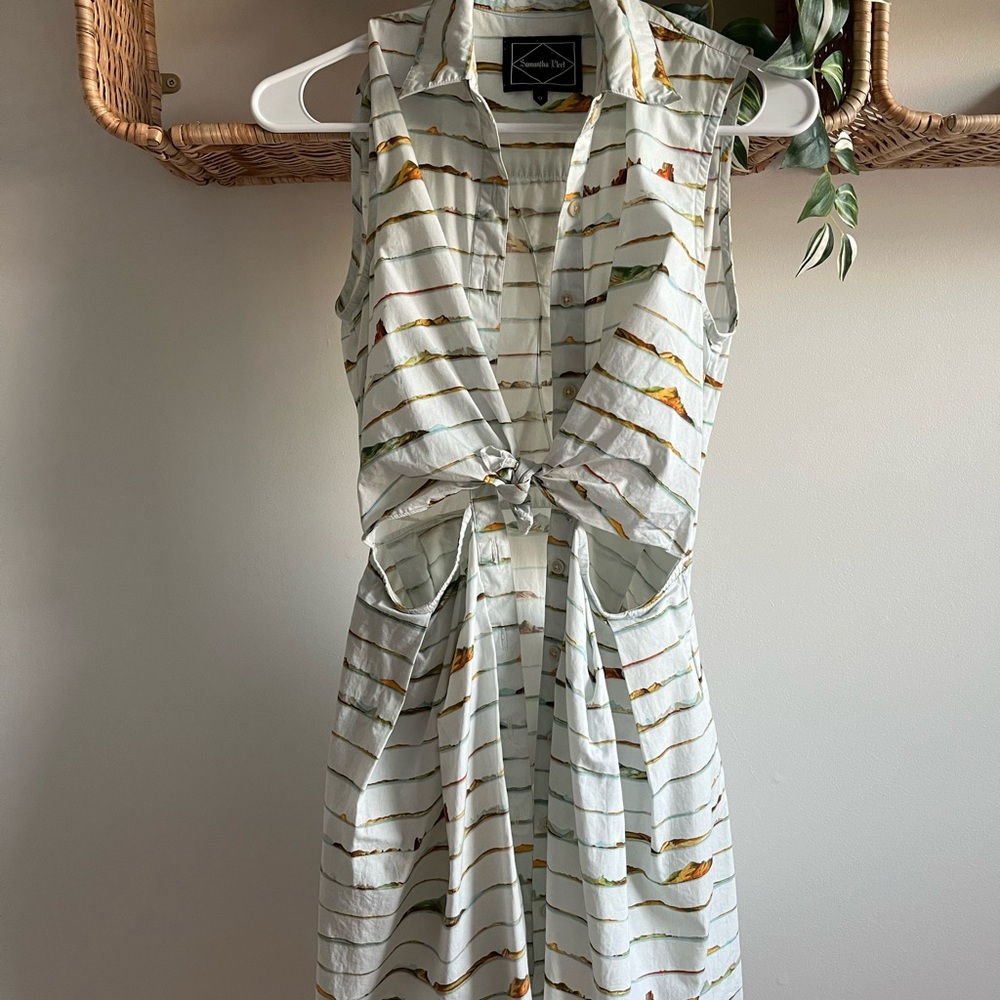 Samantha Pleet mountain print mini Dress from 2014 cut out collar vintage sezane - Picture 3 of 10